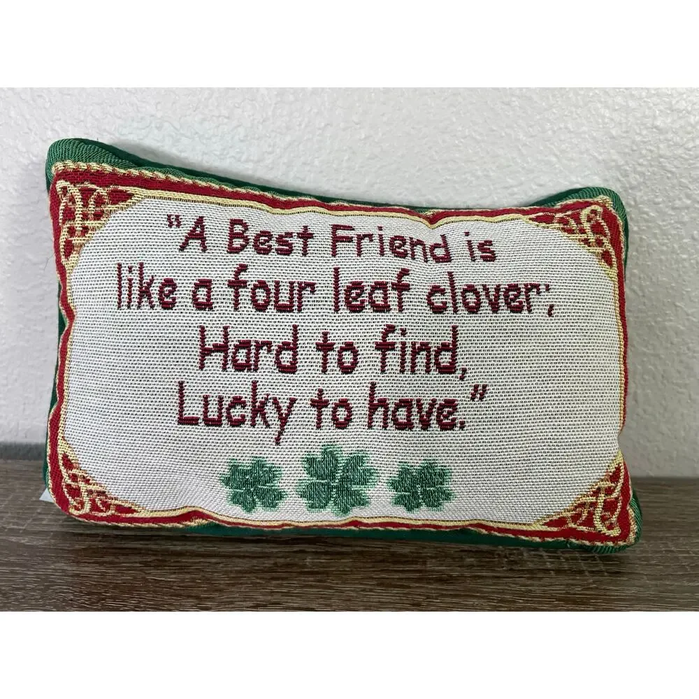 Irish Shamrock Quote Friend Throw‎ Pillow Red Green Vintage Lucky to Have USA S